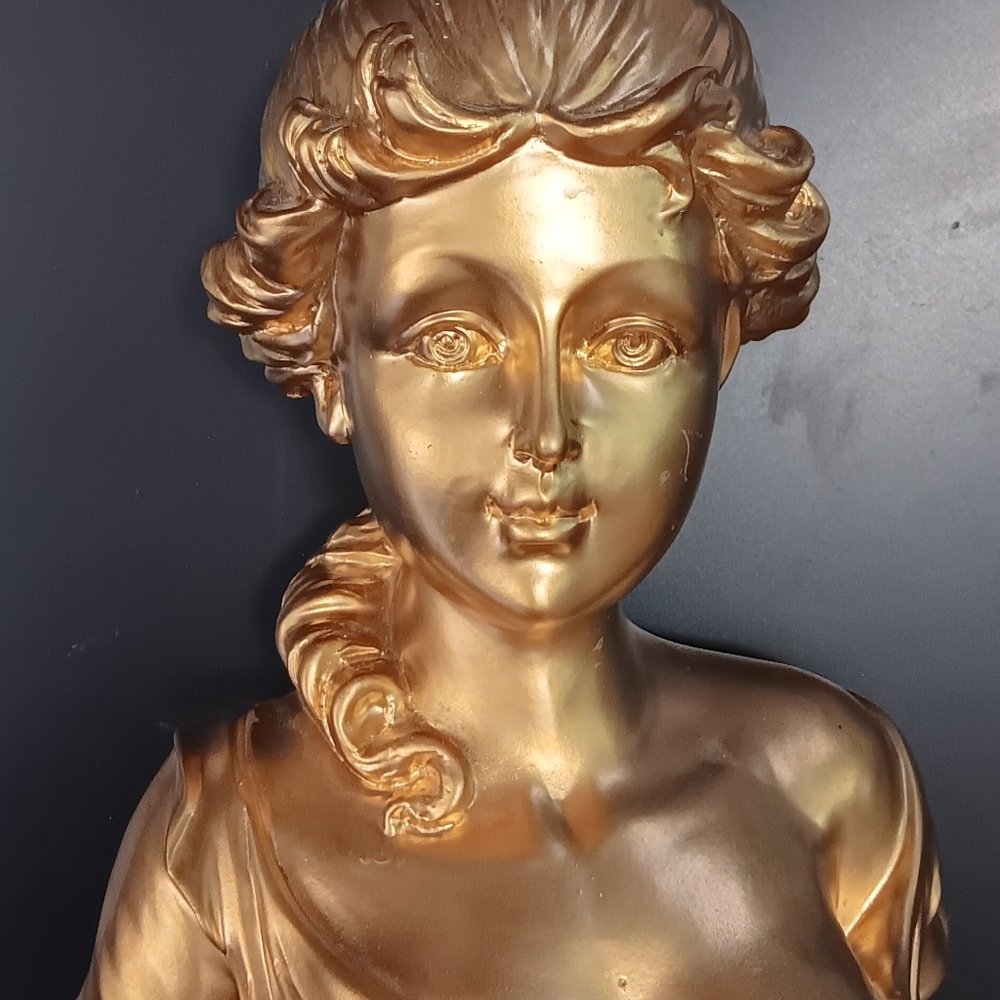 Venus Style  Gold Color Plaster Bust Statue Gild Rome - Picture 2 of 12